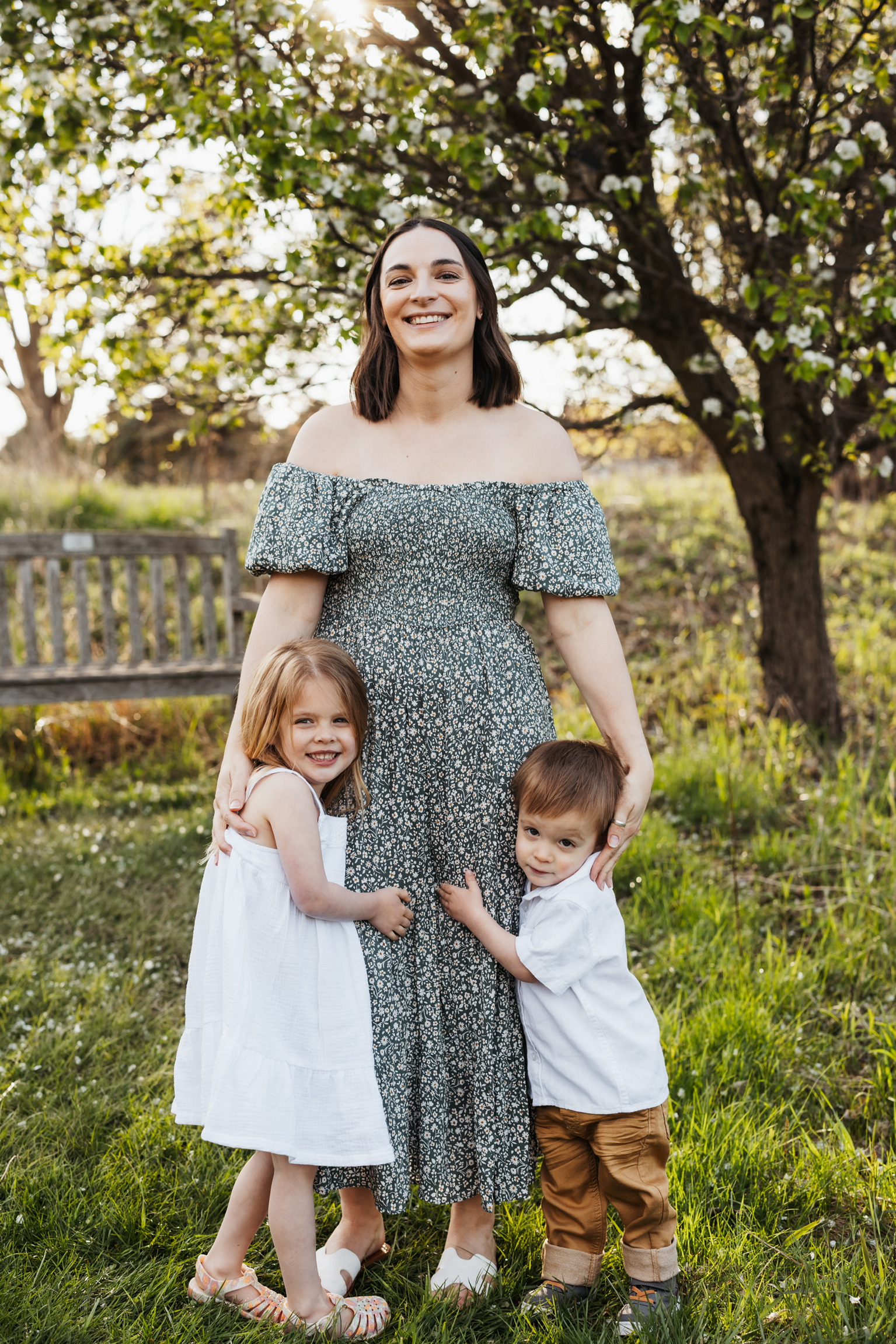 Family session Appleton WI - mother with young children spring outdoor portrait