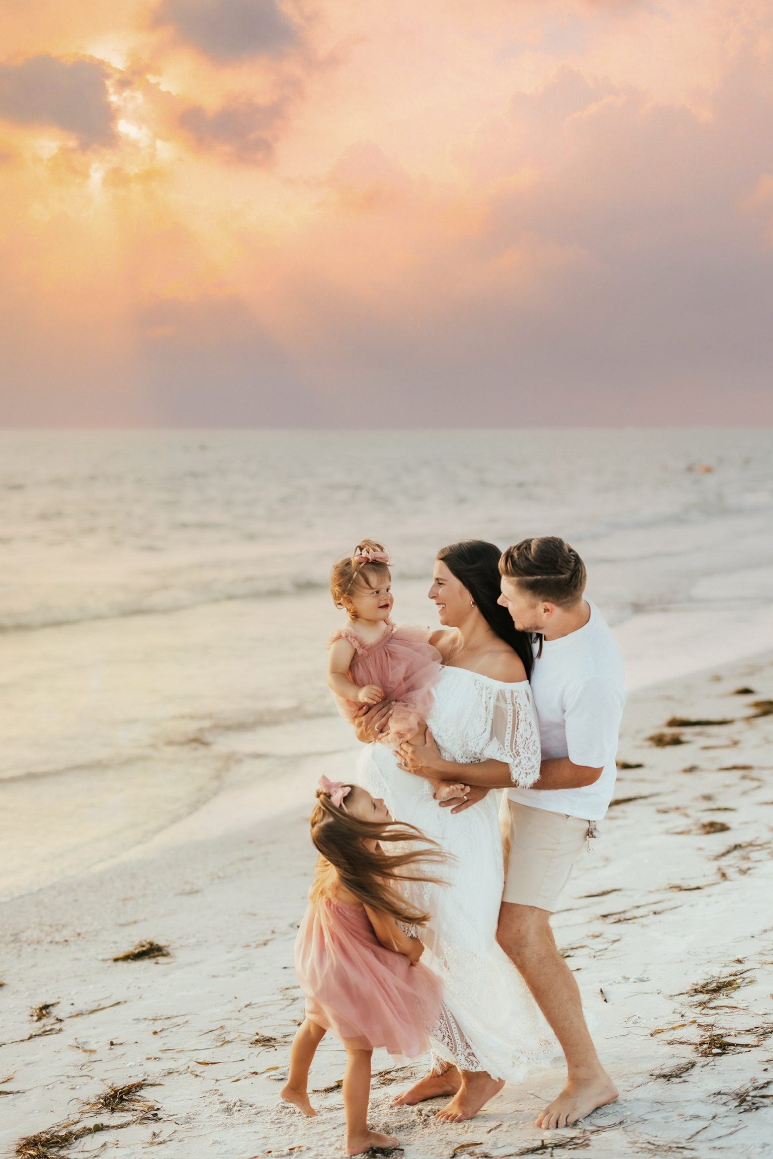 Beach family photography Tampa FL sunset